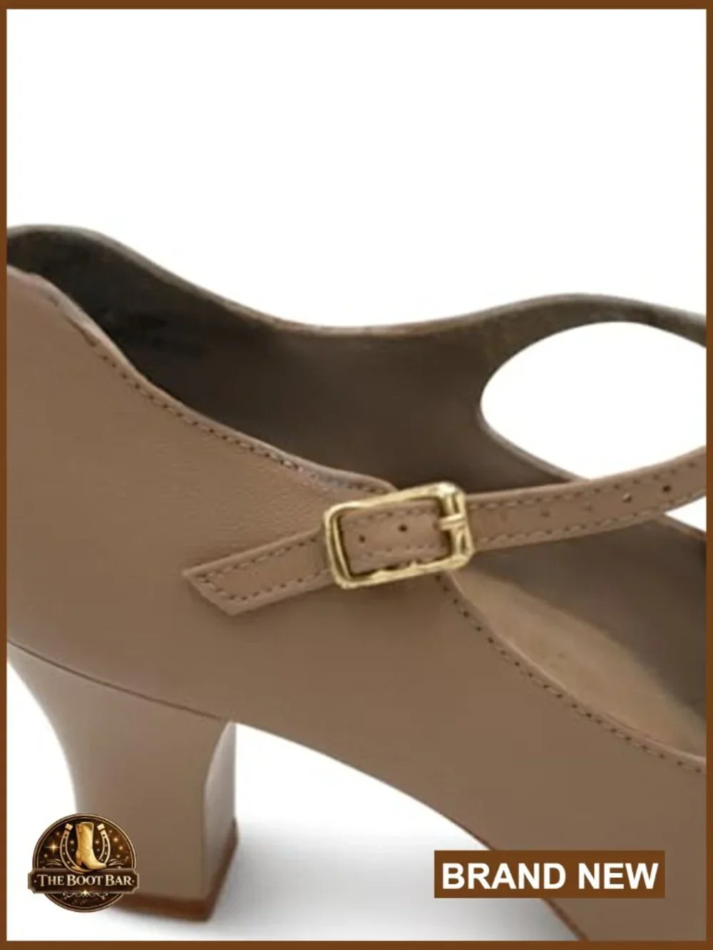 Leather Dance Shoes with 2-Inch Heel, Foam Padded, Buckle Closure